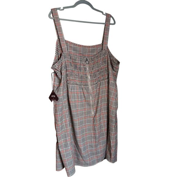 NEW AVA & VIV Dress Plus 3X Plaid Jumper Pinafore Fall Career Office Brown Black - Picture 3 of 9